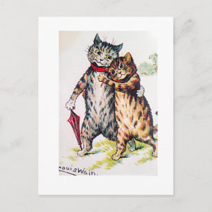 Carte Postale Louis Wain, Beau Couple Chat, Art