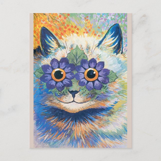 Carte Postale Louis Wain, Cat with Flower-Decorated Eyes, (Devant)