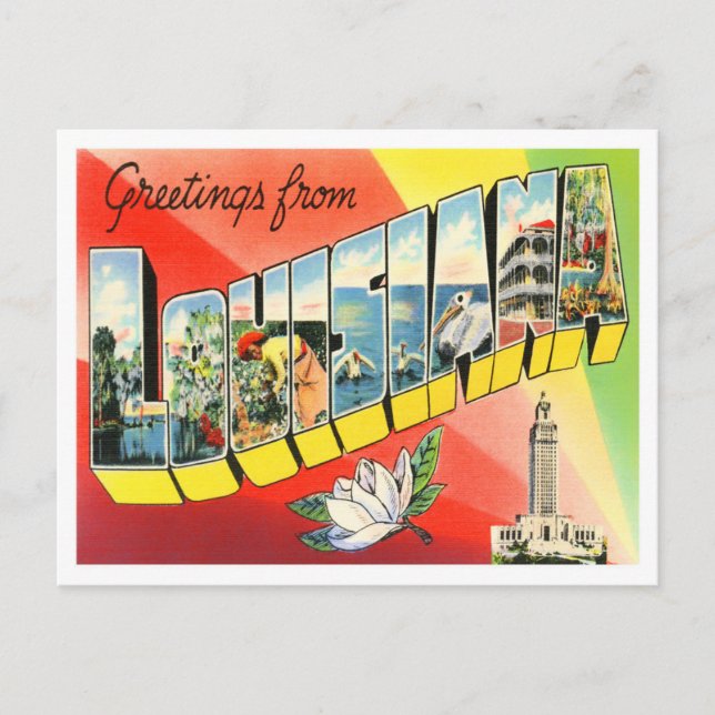 Carte postale Louisiana Vintage Big Letters (Devant)