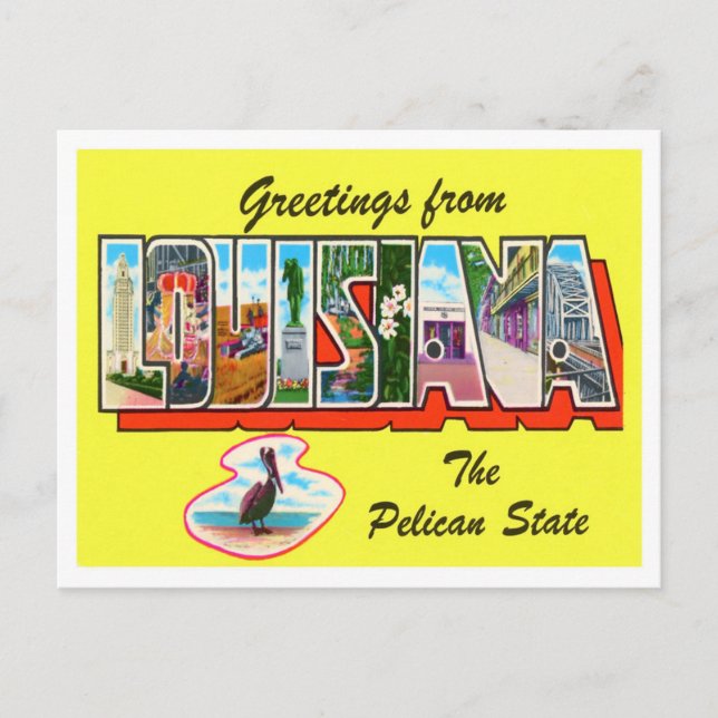 Carte postale Louisiana Vintage Big Letters (Devant)