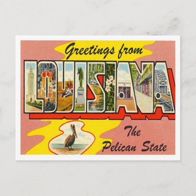 Carte Postale Louisiane Salutations des États américains (Devant)