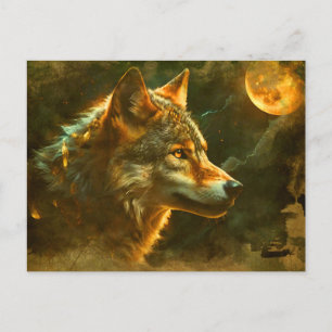 Carte Postale Loup de la lune