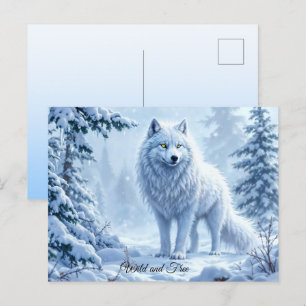 Carte Postale Loup de neige sauvage prédateur nature hiver art