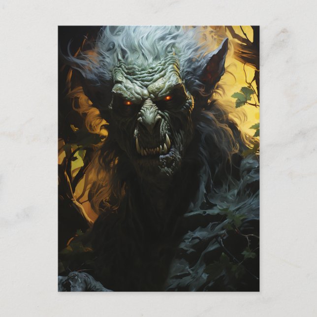 Carte Postale Loup-garou d'Halloween (Devant)