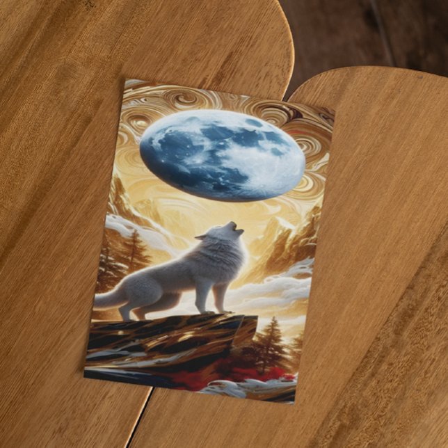 Carte Postale Loup hurlant sous la lune (Créateur téléchargé)