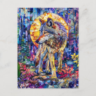 Carte Postale Loup hurlant sous pleine lune