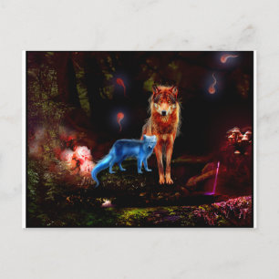 Carte Postale Loup mystique et renard