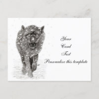 Loup noir en colère dans la neige, hiver sauvage