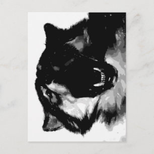 Carte Postale Loup noir et blanc