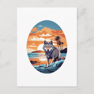 Carte Postale Loup sur la plage