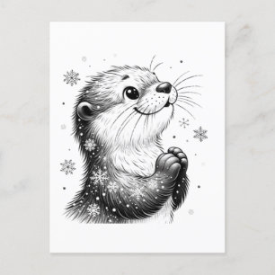 Carte Postale Loupe d'hiver noire et blanche