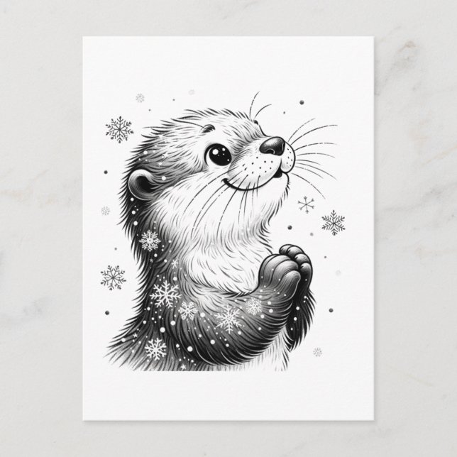Carte Postale Loupe d'hiver noire et blanche (Devant)