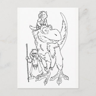 Carte Postale Loups avec le dinosaure d'animal familier