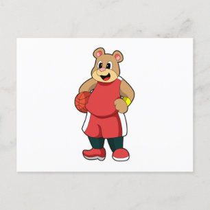 Carte Postale L'ours dans les sports de basket-ball