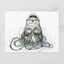Loutre de mer tenant du varech dans une illustrati