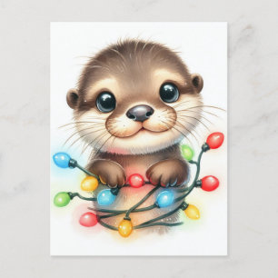Carte Postale Loutre de Noël