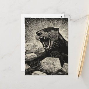 Carte Postale Loutre en colère brisant la glace