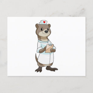 Carte Postale Loutre en infirmière au grand cœur