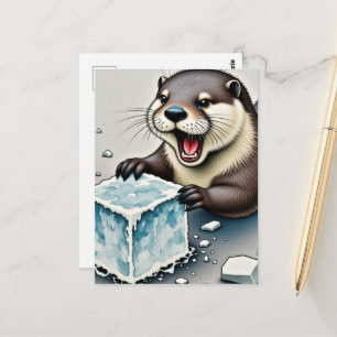 Carte Postale Loutre et glace