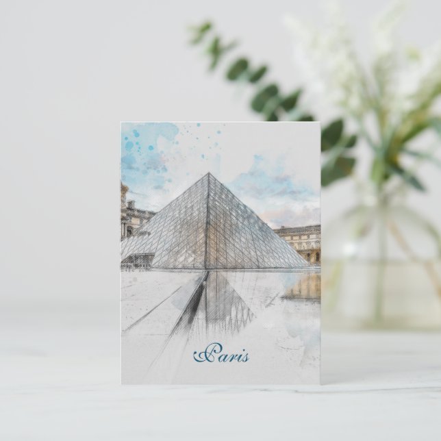 Carte postale Louvre Paris - Voyage Vintage Retro (Debout devant)