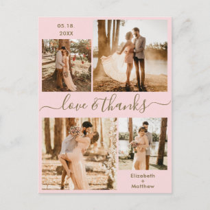 Carte Postale Love and Thanks Photo Collage Mariage Merci