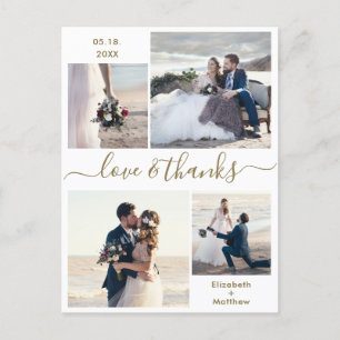 Carte Postale Love and Thanks Script 4 Mariage photo Merci 