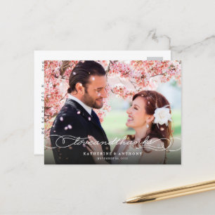 Carte Postale Love And Thanks Script Mariage photo Merci