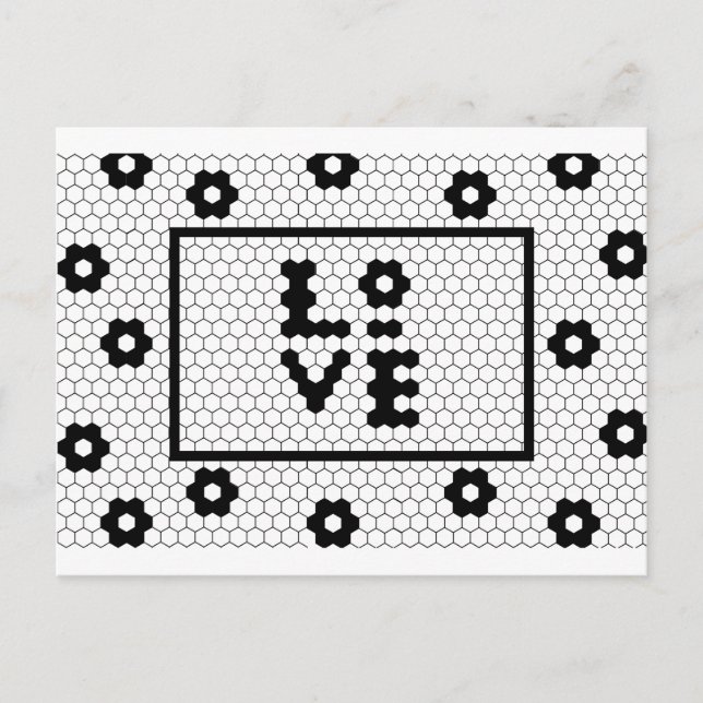 Carte Postale Love Black and White Hex Tile (Devant)