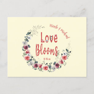 Carte Postale Love Blooms Groom de mariée personnalisée Enregist
