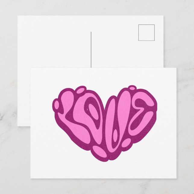 Carte Postale Love Bubble Cœur Rose  (Devant / Derrière)