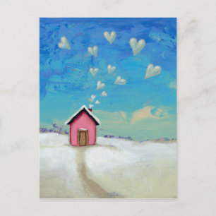 Carte Postale Love cabane cabine fun art romantique Rester chale