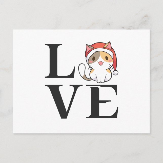 Carte Postale Love Cats - Père Noël Kitten (Devant)
