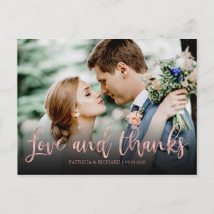 Carte Postale Love Et Remerciements Rose Gold Photo Mariage Merc