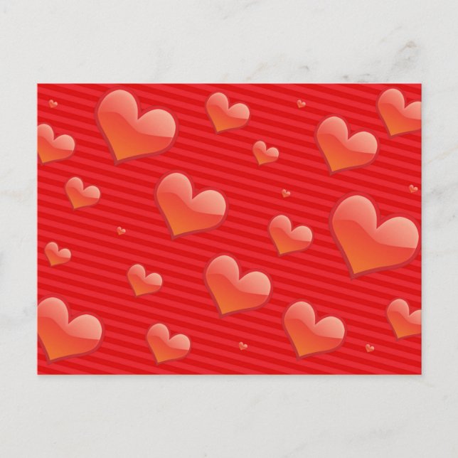 Carte Postale Love Forever, les coeurs du design rouge (Devant)