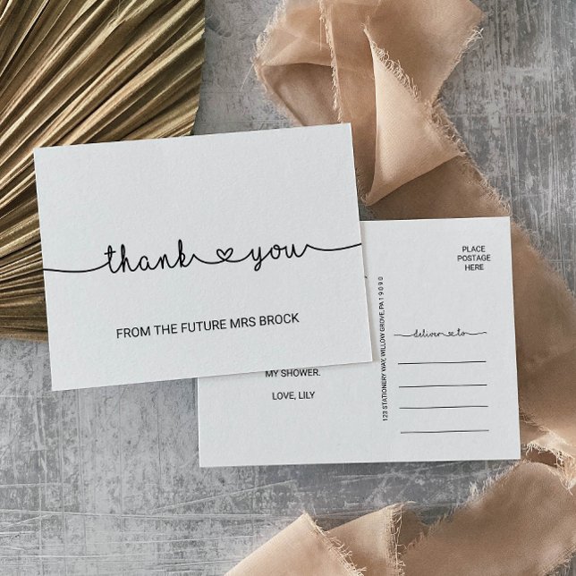 Carte Postale Love Hearts Simple Fête des mariées Mariage Merci (Créateur téléchargé)