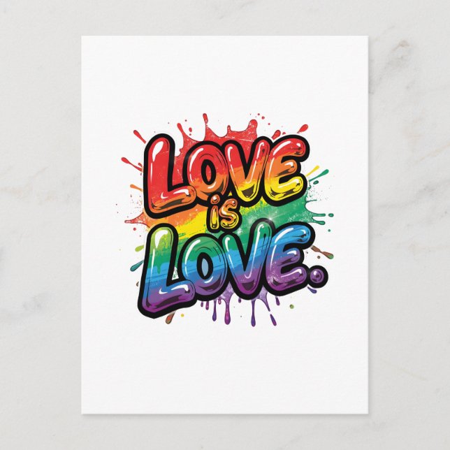 Carte Postale Love Is Love - Rainbow Pride Quote Art (Devant)