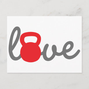 Carte Postale Love Kettlebell Red