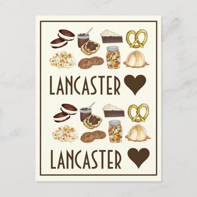 Carte Postale Love Lancaster PA Pennsylvania Dutch Amish Foods (Devant)