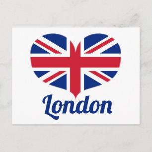 Carte Postale Love London   Drapeau britannique en forme de coeu