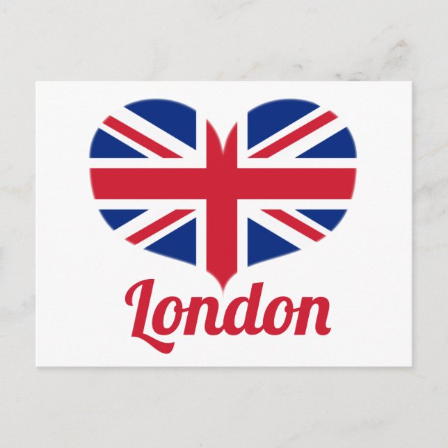 Carte Postale Love London | Drapeau britannique en forme de coeu (Devant)