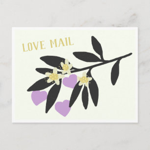 Carte Postale Love Mail ・ Valentine's Day Hearts Branch Flowers