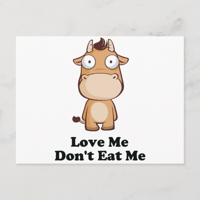 Carte Postale Love Me Don't Eat Me Cow Design (Devant)