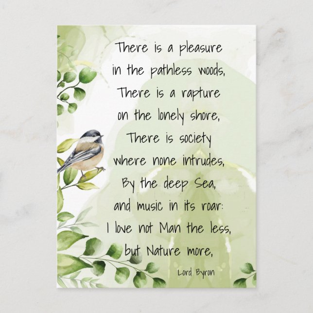 Carte Postale Love Nature Citation Inspirationnelle Lord Byron (Devant)
