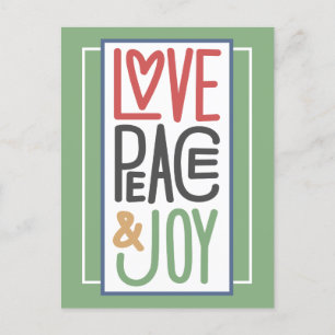 Carte postale Love Peace & Joy Holiday
