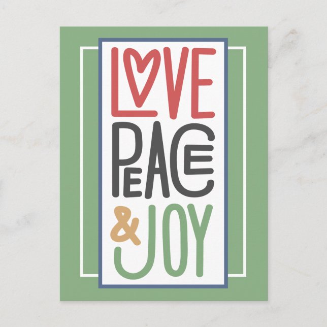 Carte postale Love Peace & Joy Holiday (Devant)