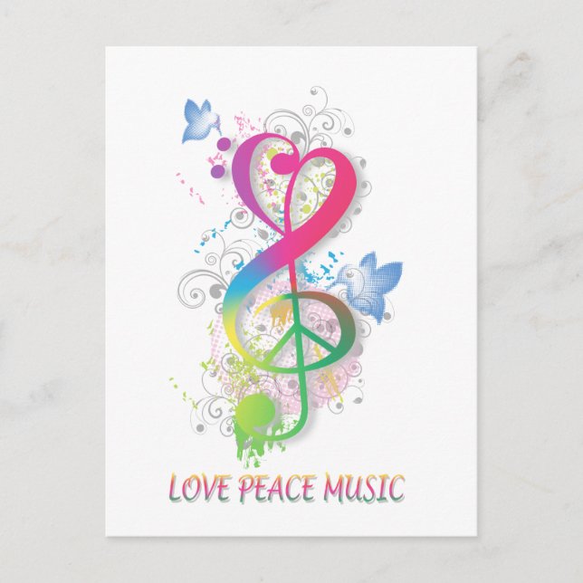 Carte Postale Love Peace Music Splatter tournoie des fleurs oise (Devant)