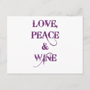 Carte Postale Love Peace Wine