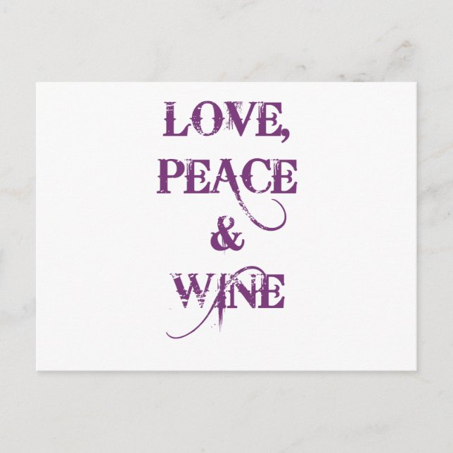 Carte Postale Love Peace Wine (Devant)