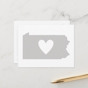 Carte Postale Love Pennsylvania Grey State Map Shape Adore Heart