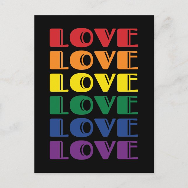Carte Postale Love Repeating Text Gay pride LGBTQ (Devant)